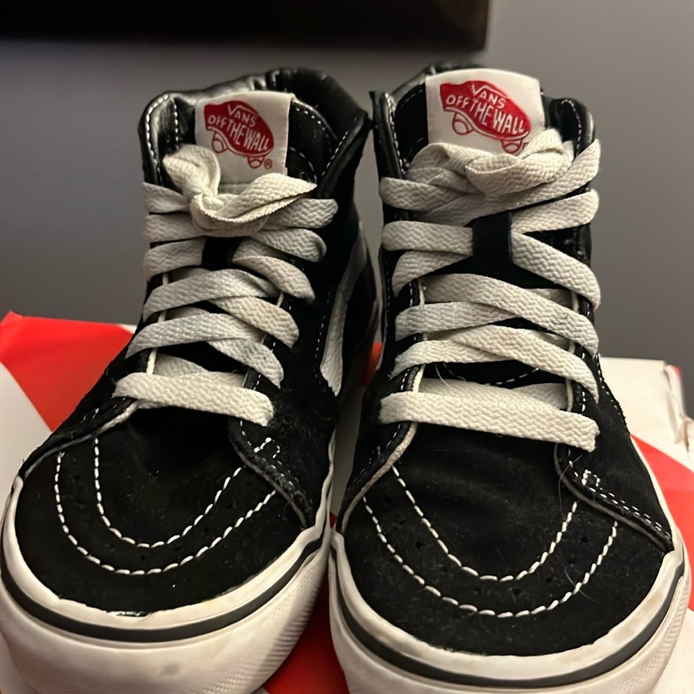 Kids Black & White High Top Vans